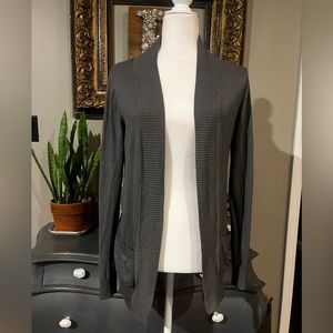 Pink Lily Open Front Gray Cardigan with Pockets Size Medium